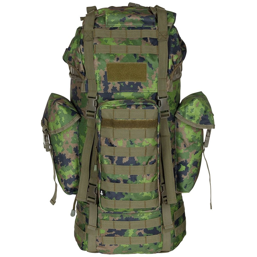 Mochila táctica MOLLE 65L negra, acolchada con armazón ALU