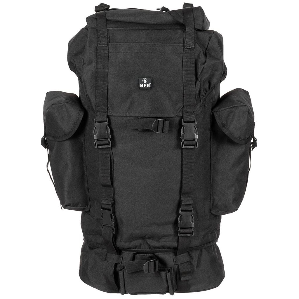 Mochila réplica de combate BW 65L verde con dos compartimentos y bolsillos laterales