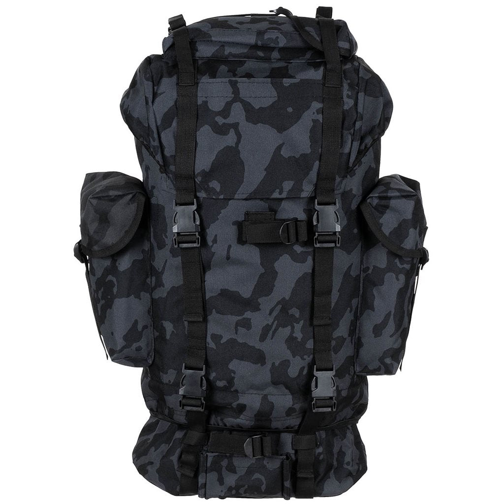 Mochila réplica de combate BW 65L verde con dos compartimentos y bolsillos laterales