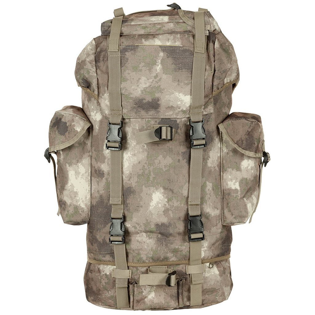 Mochila réplica de combate BW 65L verde con dos compartimentos y bolsillos laterales