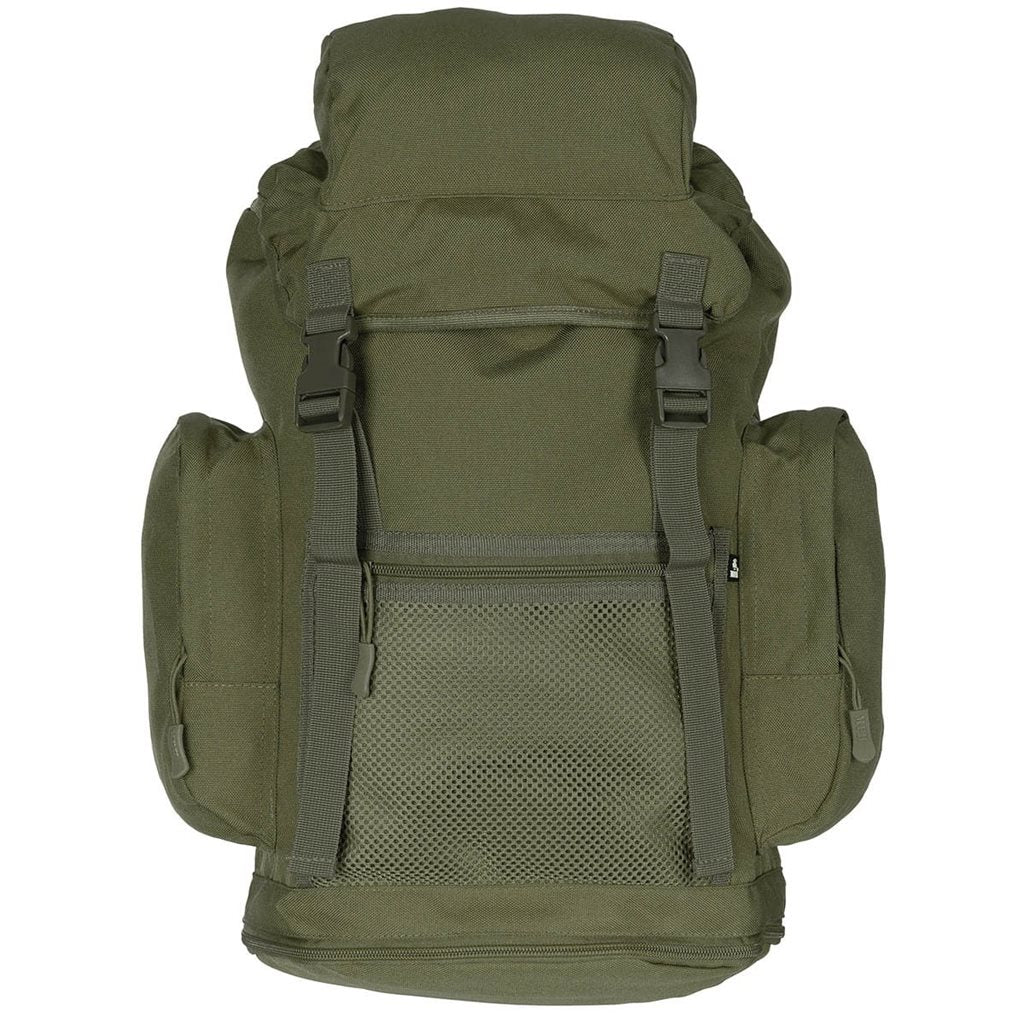 Mochila BRIT 30 L negra vista frontal, EDC, poliéster resistente