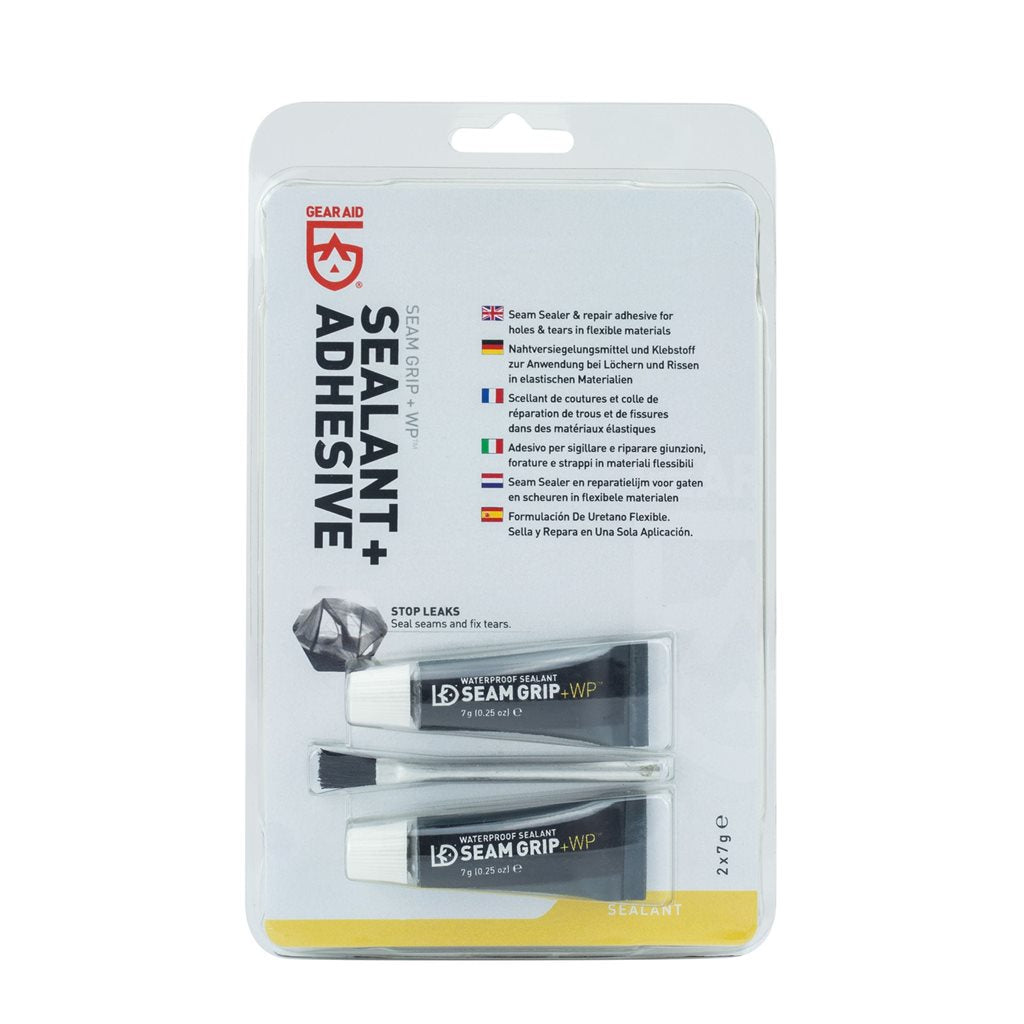 Kit reparación Gear Aid 2x 7 g, revestimiento elástico e impermeable para costuras y tejidos dañados