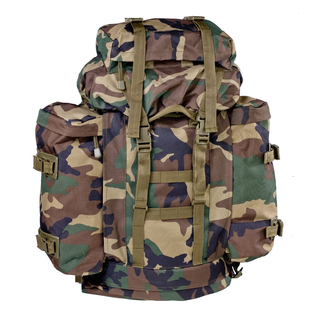 Mochila BW Mountain 80L coyote con sistema Vario-Back y acolchado en hombreras y cinturón lumbar