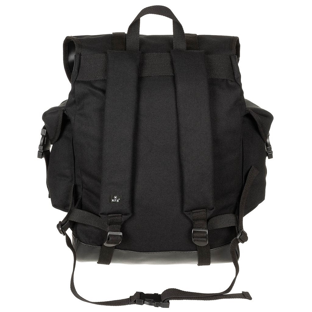 Mochila BW negra 30 L en lona 100% algodon con dos bolsillos exteriores
