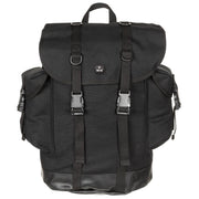 Mochila BW negra 30 L en lona 100% algodon con dos bolsillos exteriores