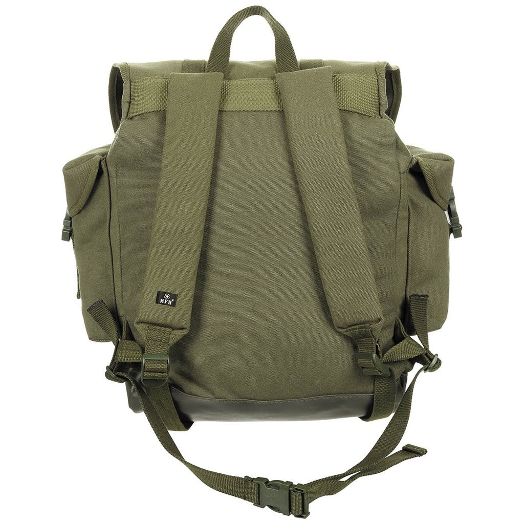 Mochila BW negra 30 L en lona 100% algodon con dos bolsillos exteriores