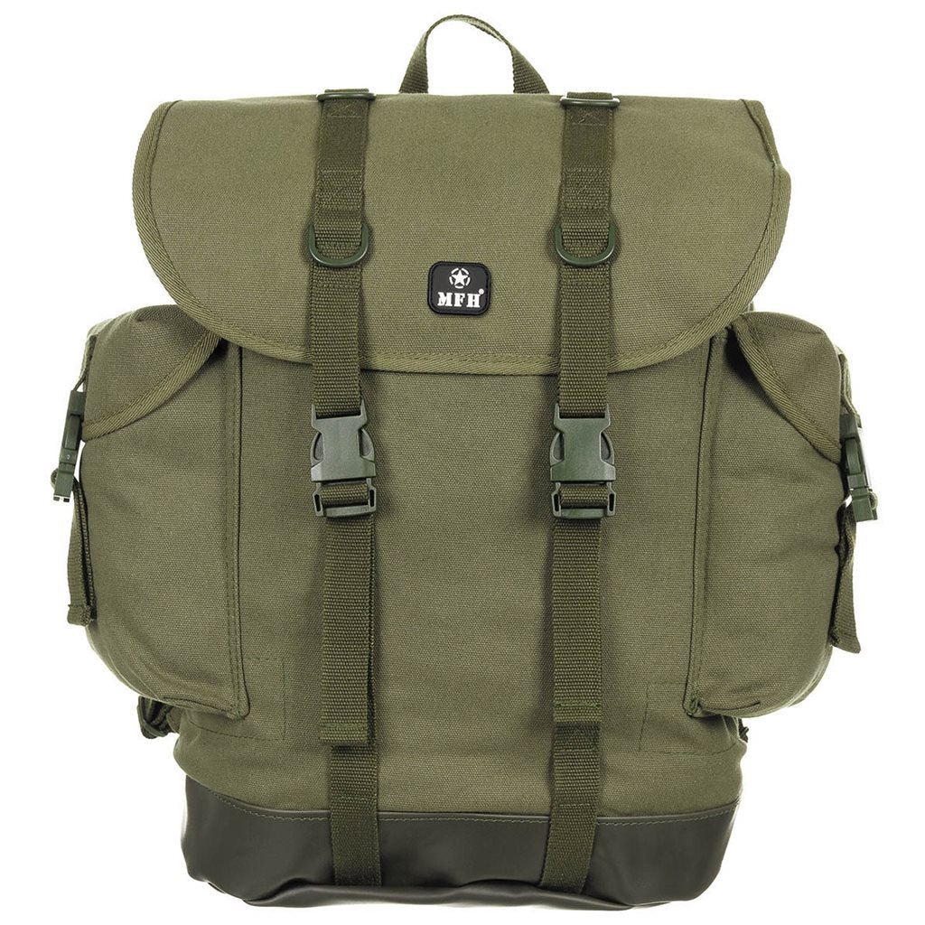 Mochila BW negra 30 L en lona 100% algodon con dos bolsillos exteriores
