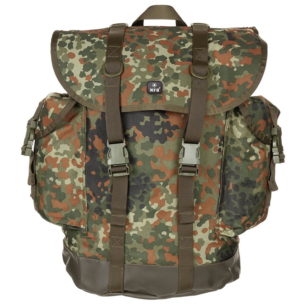 Mochila BW negra 30 L en lona 100% algodon con dos bolsillos exteriores