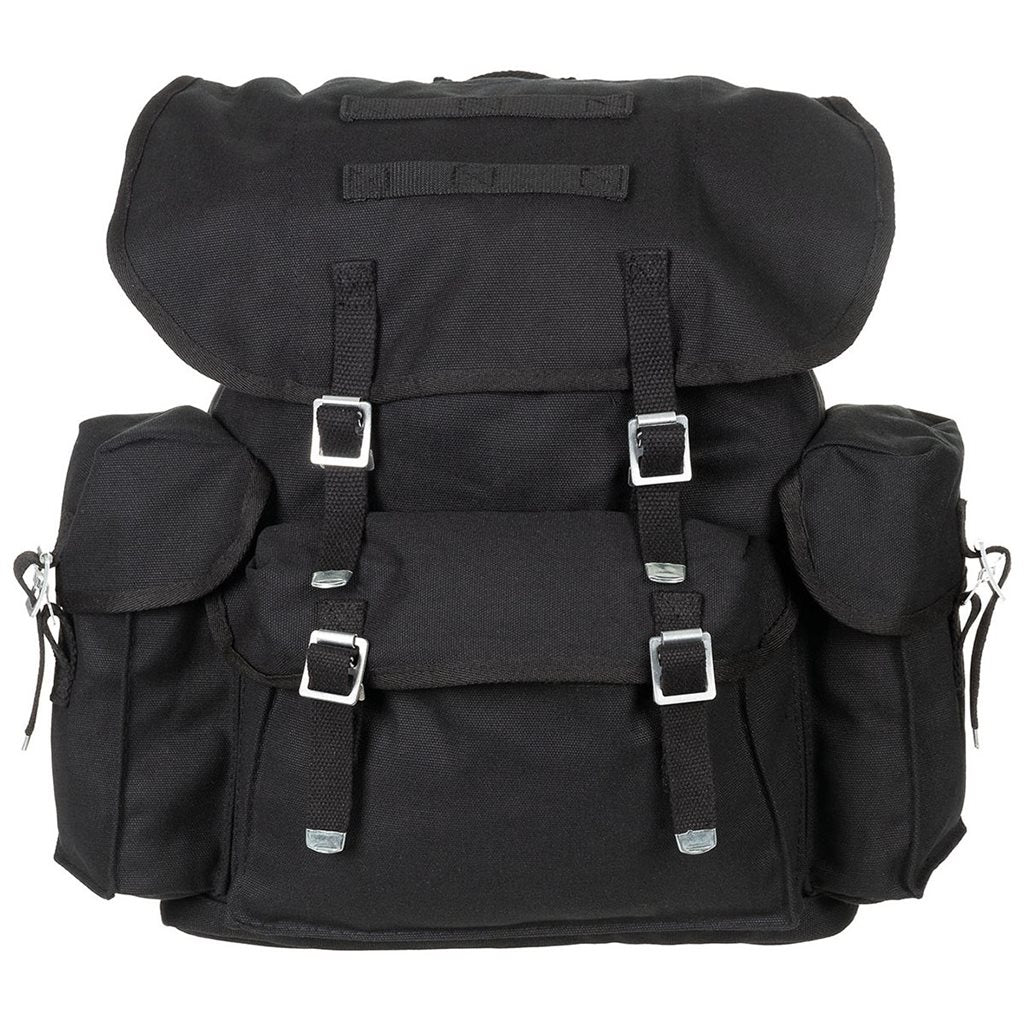 Mochila BW 30 L negra de algodón 100% con correas ajustables, 3 bolsillos grandes y 2 compartimentos interiores