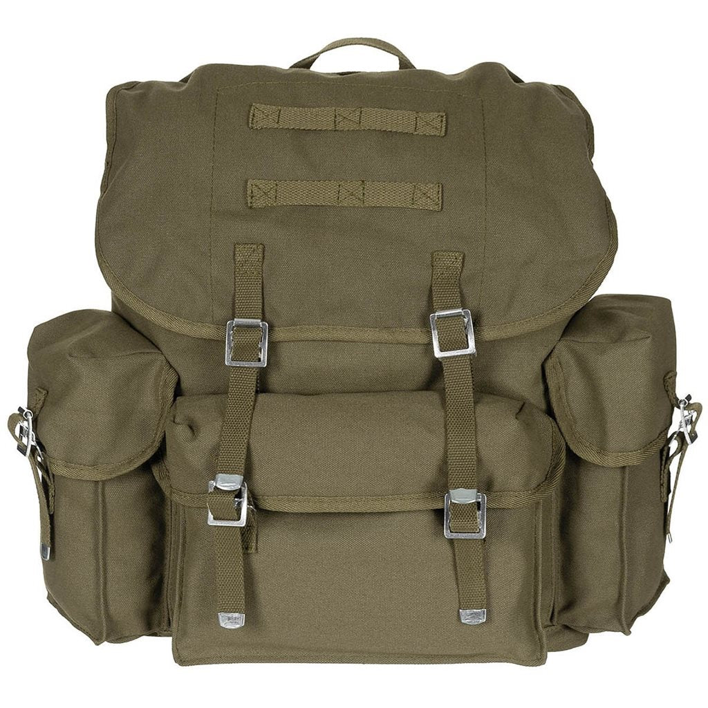 Mochila BW 30L verde de algodón 100% con correas ajustables, correa de hombro y tres bolsillos grandes