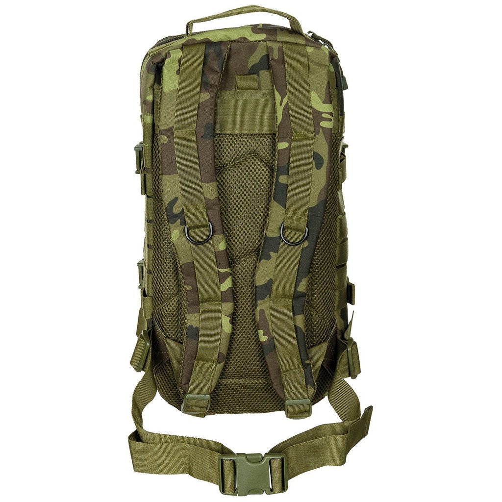 Mochila ASSAULT I 30 l negra, resistente al agua, cremallera doble, hombreras acolchadas