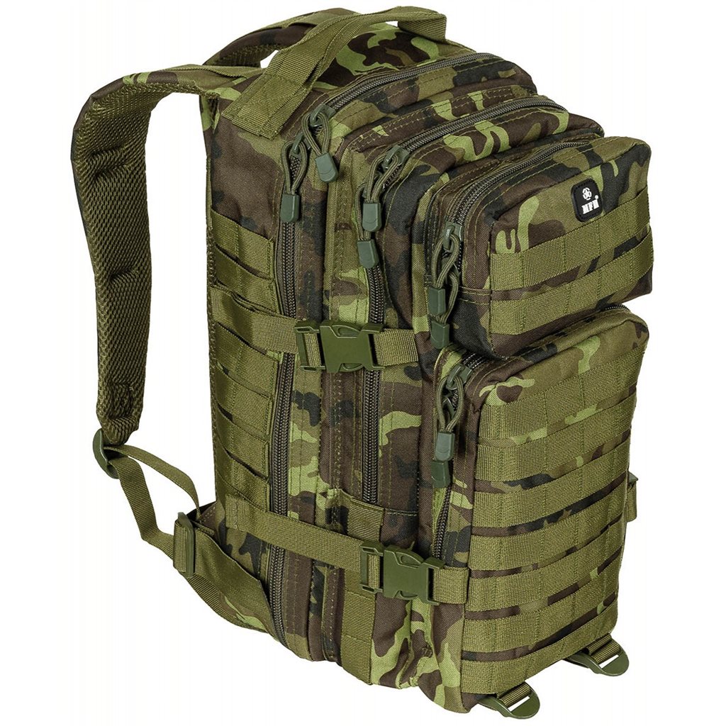 Mochila ASSAULT I 30 l negra, resistente al agua, cremallera doble, hombreras acolchadas
