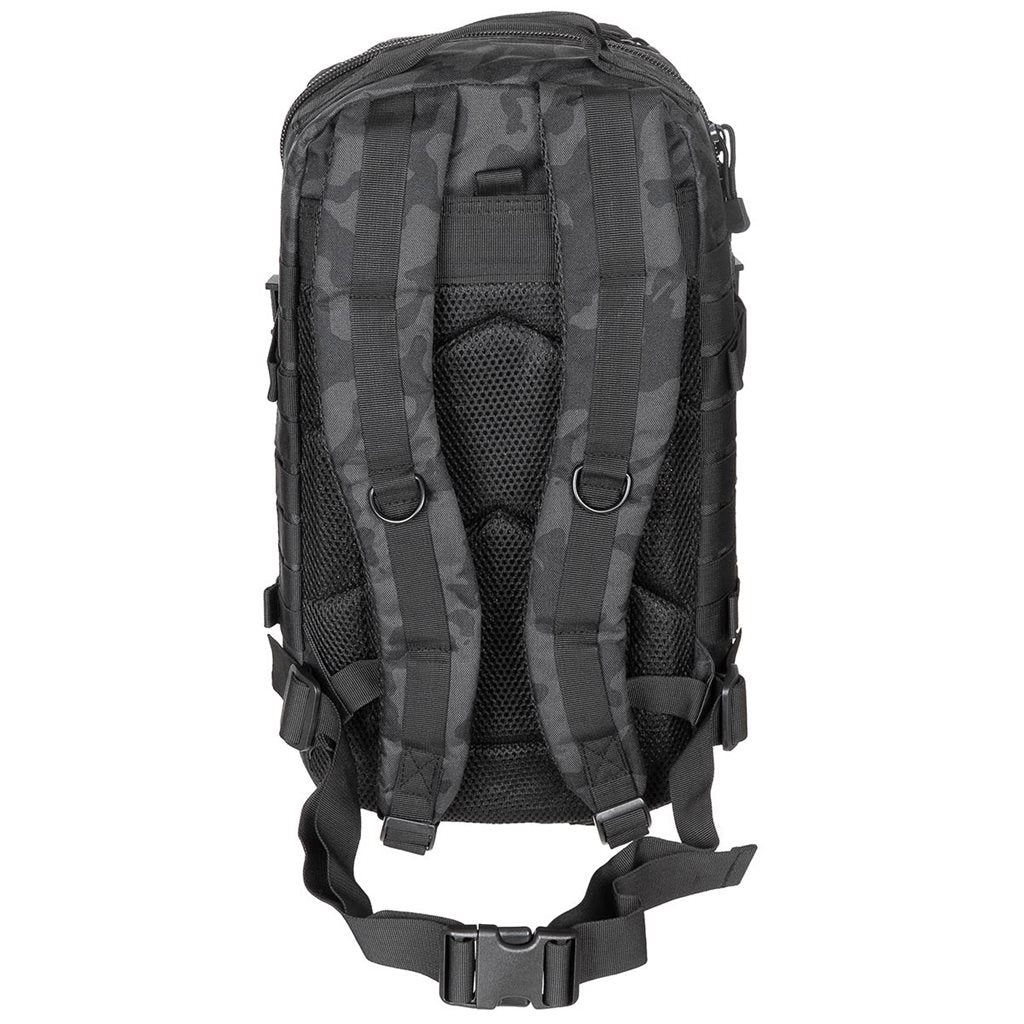 Mochila ASSAULT I 30 l negra, resistente al agua, cremallera doble, hombreras acolchadas