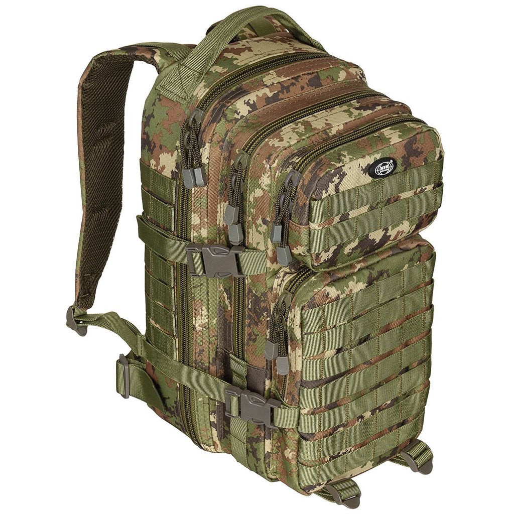 Mochila ASSAULT I 30 l negra, resistente al agua, cremallera doble, hombreras acolchadas