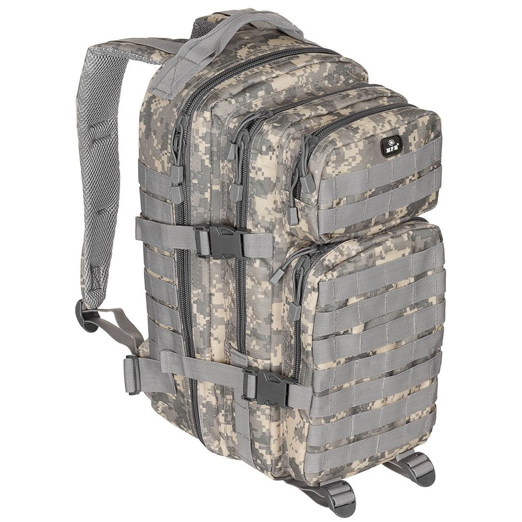 Mochila ASSAULT I 30 l negra, resistente al agua, cremallera doble, hombreras acolchadas