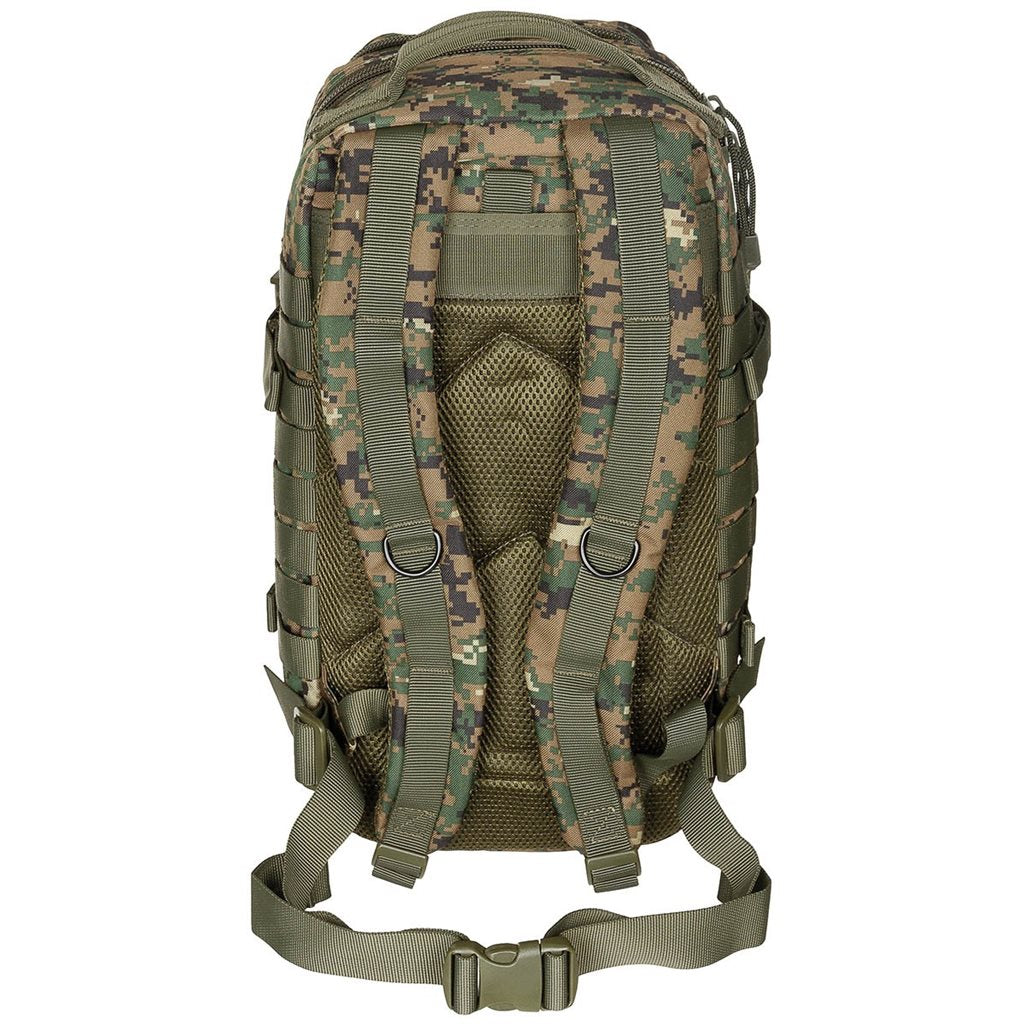 Mochila ASSAULT I 30 l negra, resistente al agua, cremallera doble, hombreras acolchadas