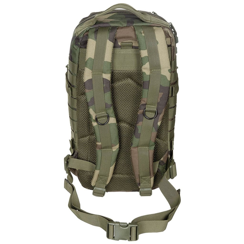 Mochila ASSAULT I 30 l negra, resistente al agua, cremallera doble, hombreras acolchadas