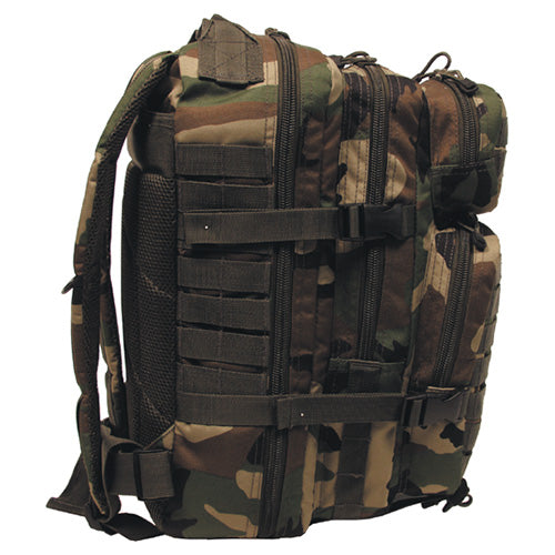 Mochila ASSAULT I 30 l negra, resistente al agua, cremallera doble, hombreras acolchadas