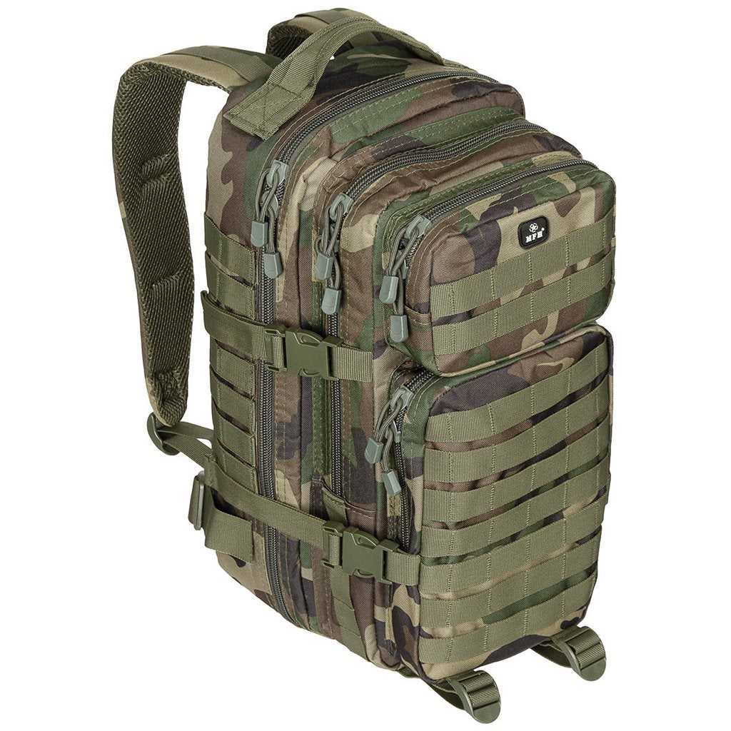 Mochila ASSAULT I 30 l negra, resistente al agua, cremallera doble, hombreras acolchadas