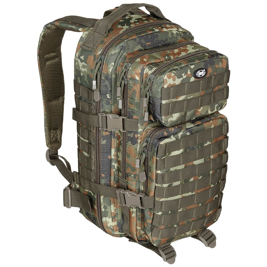 Mochila ASSAULT I 30 l negra, resistente al agua, cremallera doble, hombreras acolchadas