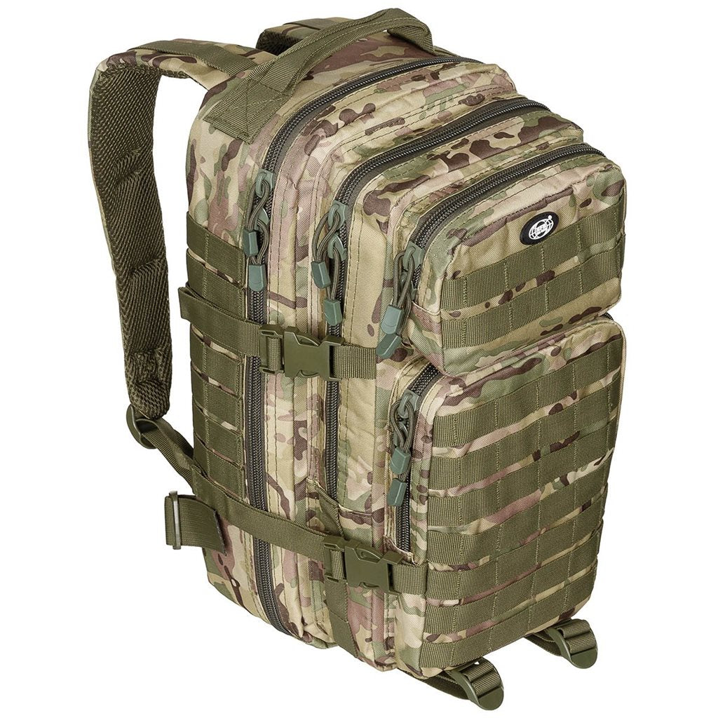 Mochila ASSAULT I 30 l negra, resistente al agua, cremallera doble, hombreras acolchadas