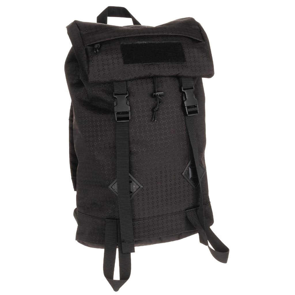 Mochila OctaTac BOTE 25 L negra con acceso lateral y bolsillo en la tapa