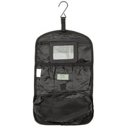 Neceser de higiene negro con 5 bolsillos, espejo de plástico irrompible con velcro y gancho, 42 x 26 cm desplegado