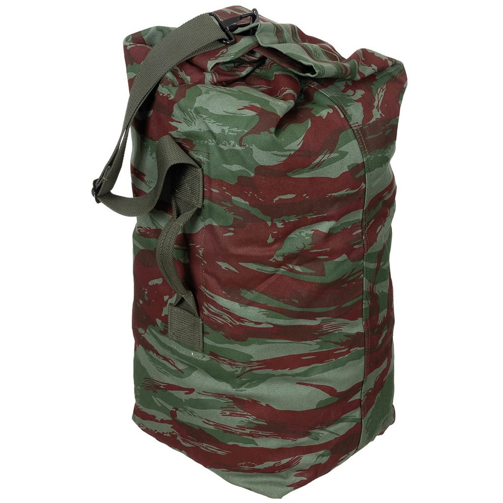 Bolsa naval francesa camuflaje leopardo usada con correa, aprox. 80 x 28 cm