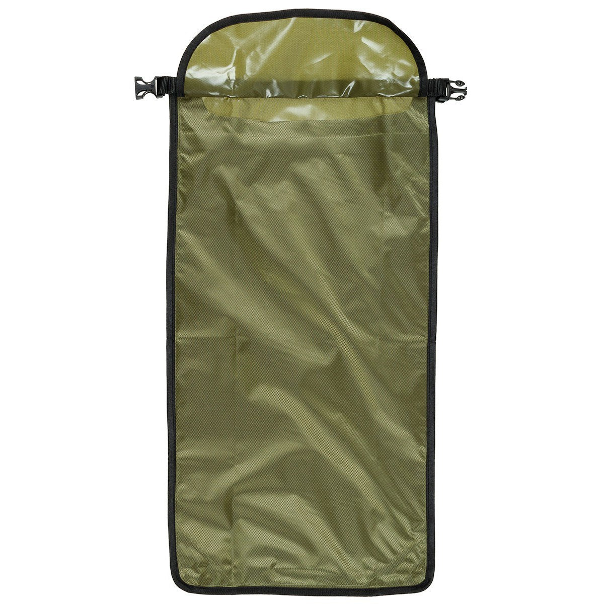 Bolsa impermeable rip-stop verde 57 x 30 cm con cierre de seguridad, tejido poliéster
