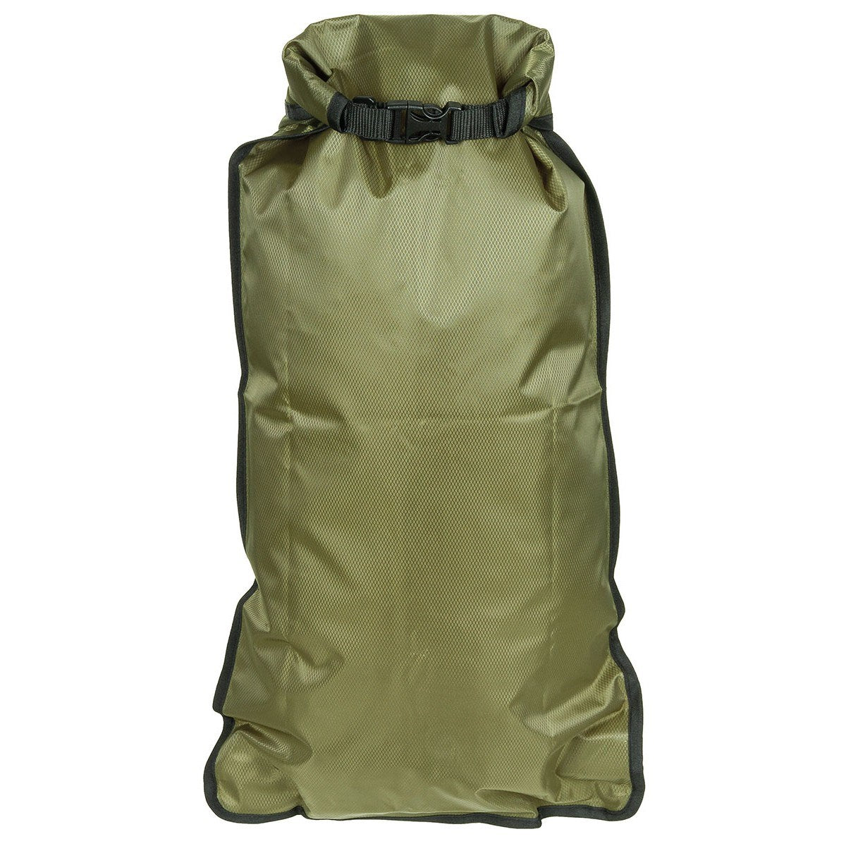 Bolsa impermeable rip-stop verde 57 x 30 cm con cierre de seguridad, tejido poliéster