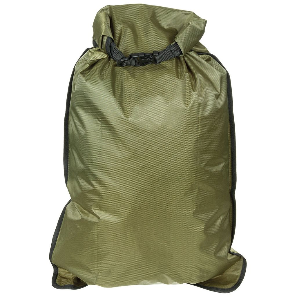 Bolsa impermeable rip-stop verde 66 x 42 cm en poliéster con cierre enrollable