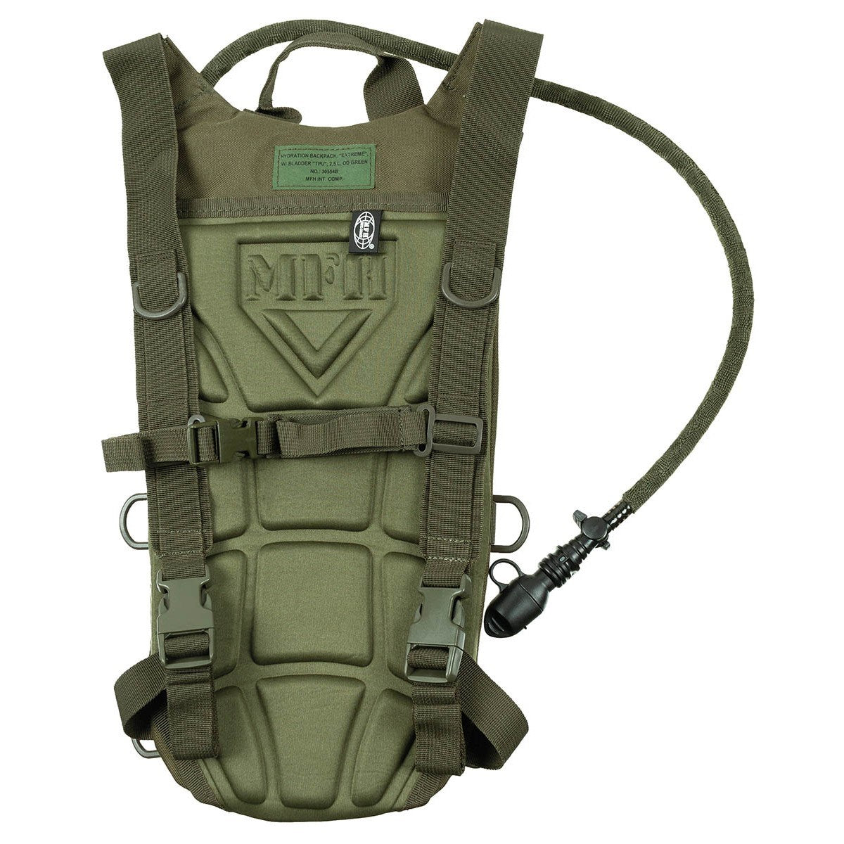 Mochila de hidratación EXTREME negra 2,5 l con manguera y boquilla, acolchado y correas ajustables