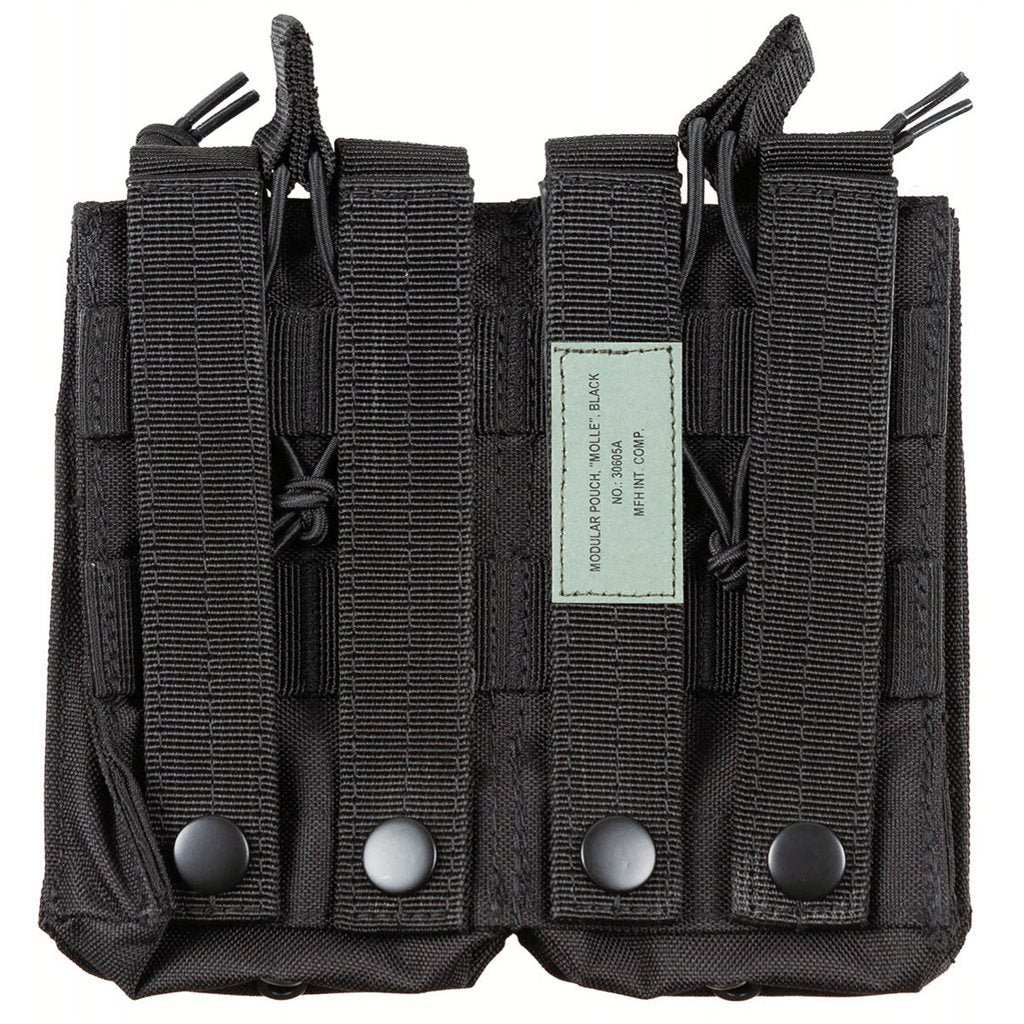 Bolsa modular MOLLE doble para cargadores, 4 bolsillos, negra