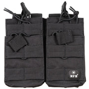 Bolsa modular MOLLE doble para cargadores, 4 bolsillos, negra
