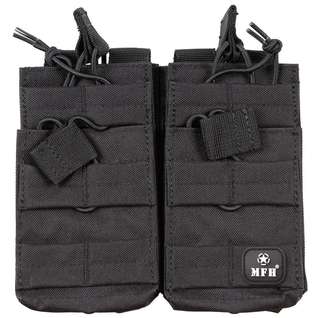 Bolsa modular MOLLE doble para cargadores, 4 bolsillos, negra