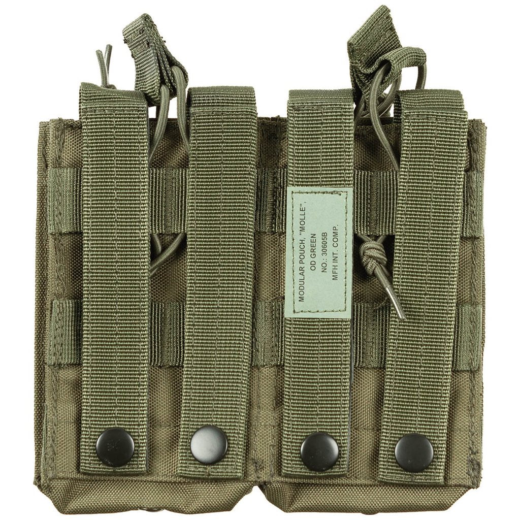 Funda modular MOLLE para dos cargadores, doble 4 bolsillos, nylon verde 8,5x5x17 cm