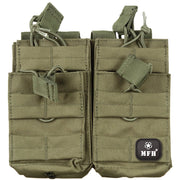 Funda modular MOLLE para dos cargadores, doble 4 bolsillos, nylon verde 8,5x5x17 cm