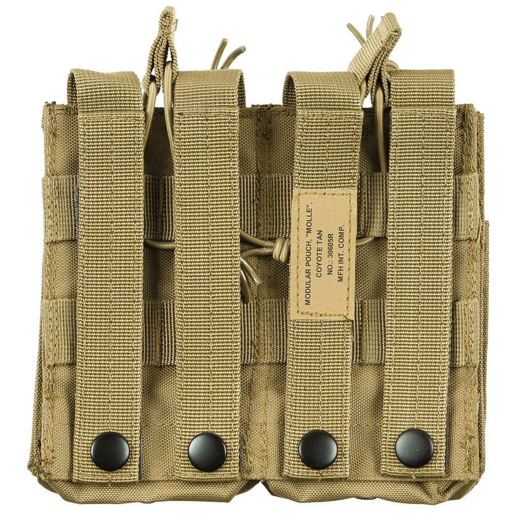 Funda modular MOLLE para dos cargadores, doble 4 bolsillos, nylon verde 8,5x5x17 cm