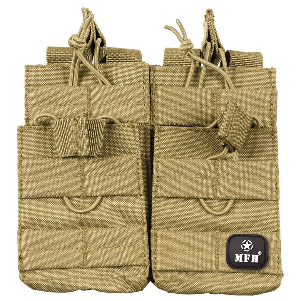Funda modular MOLLE para dos cargadores, doble 4 bolsillos, nylon verde 8,5x5x17 cm