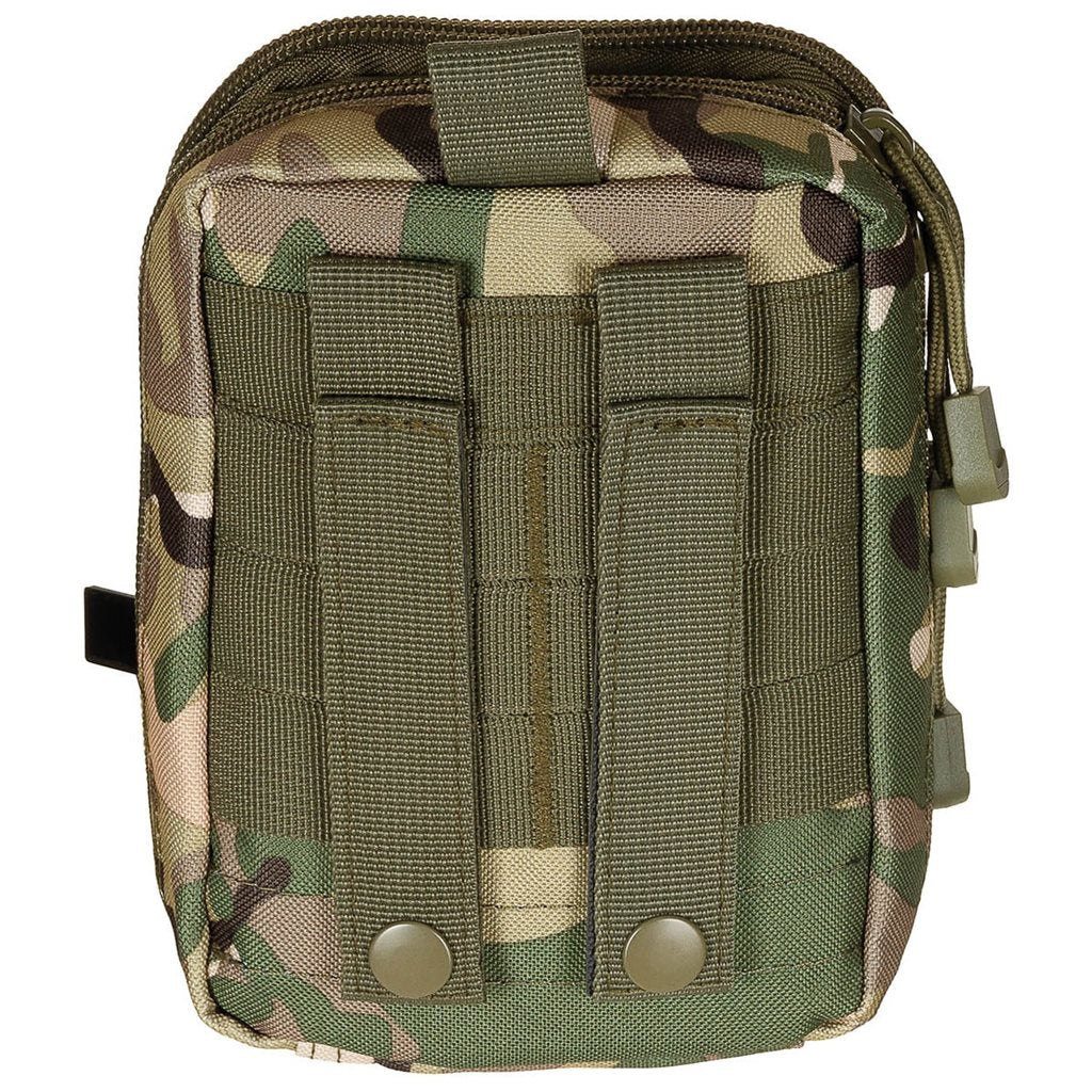 Funda EDC Everyday Carry MOLLE negra vista frontal con tiras de fijación MOLLE