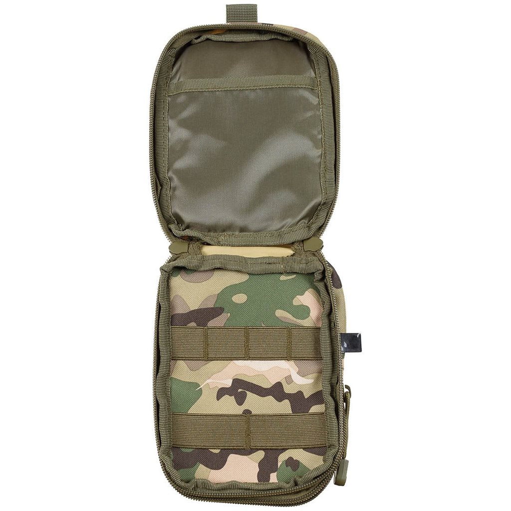 Funda EDC Everyday Carry MOLLE negra vista frontal con tiras de fijación MOLLE
