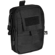 Funda EDC Everyday Carry MOLLE negra vista frontal con tiras de fijación MOLLE