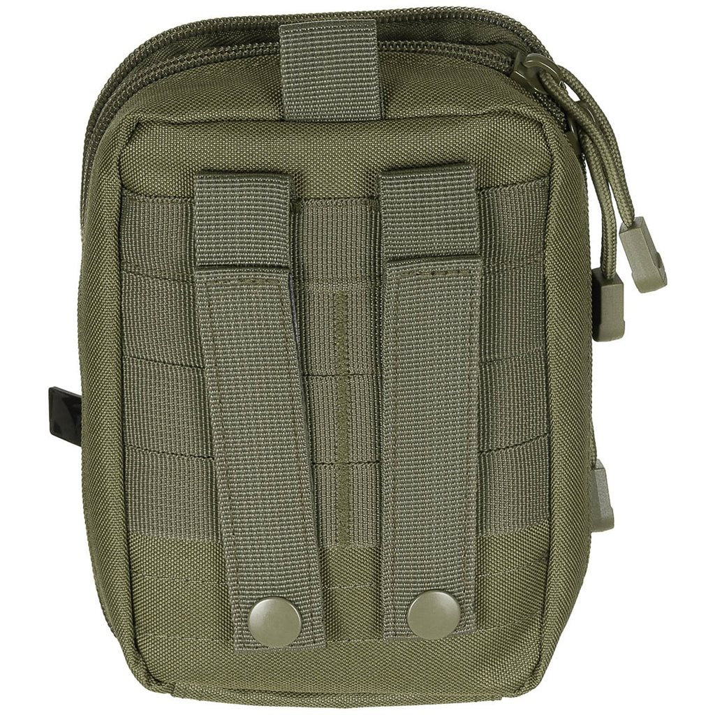 Funda EDC Everyday Carry MOLLE negra vista frontal con tiras de fijación MOLLE