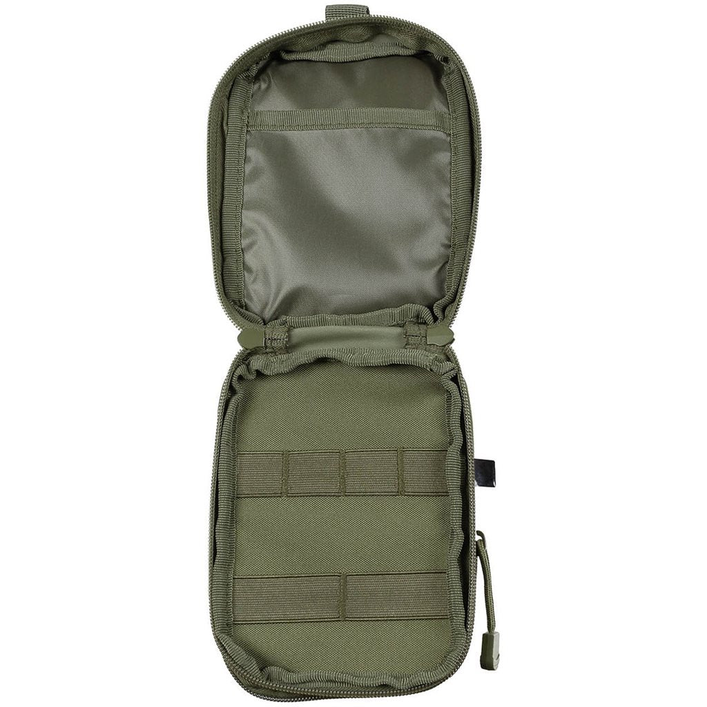 Funda EDC Everyday Carry MOLLE negra vista frontal con tiras de fijación MOLLE