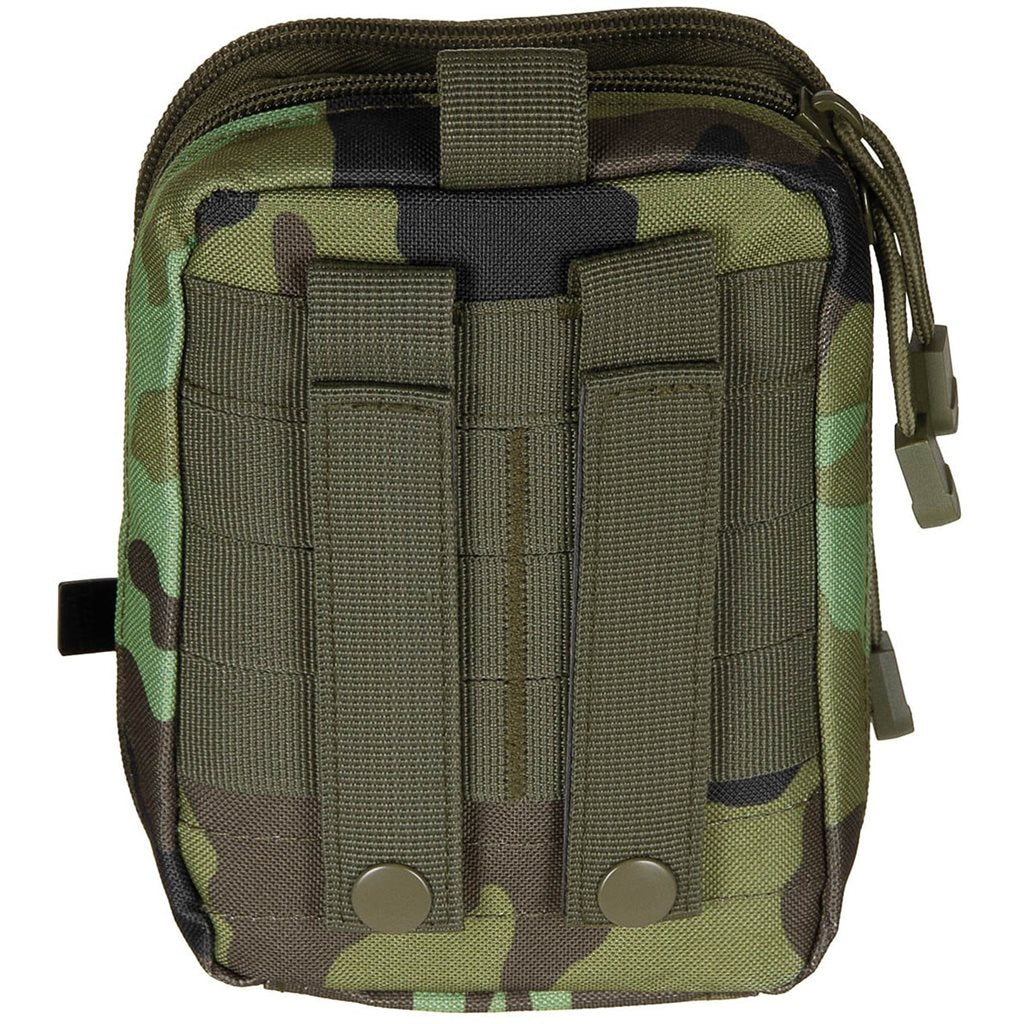Funda EDC Everyday Carry MOLLE negra vista frontal con tiras de fijación MOLLE