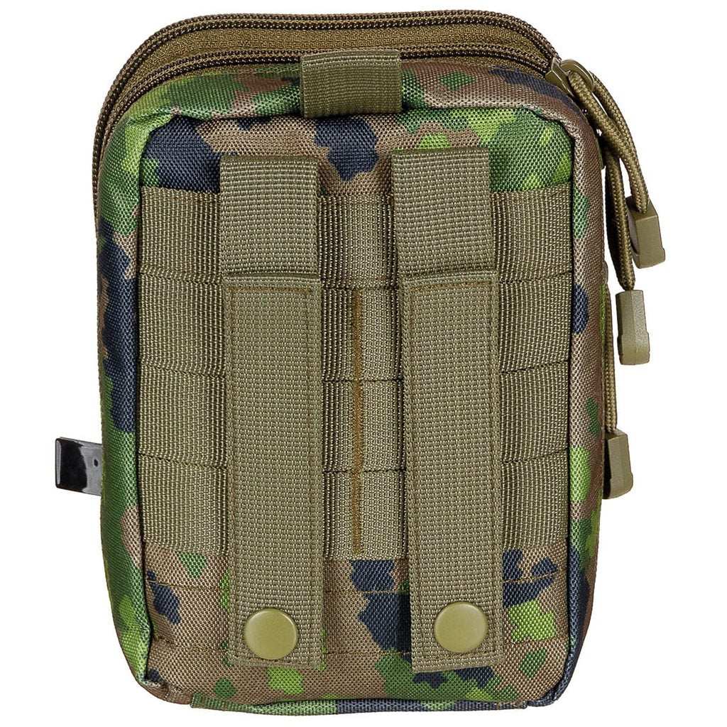Funda EDC Everyday Carry MOLLE negra vista frontal con tiras de fijación MOLLE