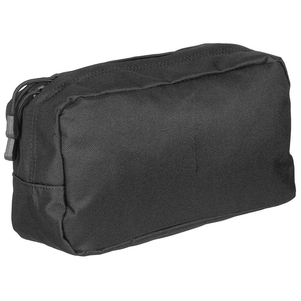 Funda multiusos MOLLE grande negra MAX-FUCHS vista frontal con correas MOLLE y cremallera