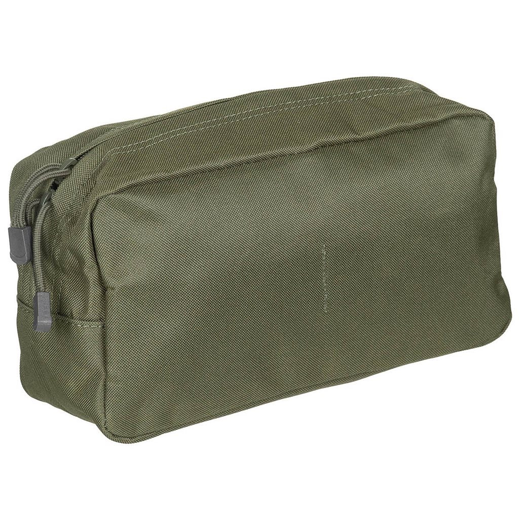 Funda multiusos MOLLE grande negra MAX-FUCHS vista frontal con correas MOLLE y cremallera