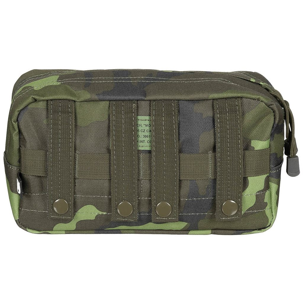 Funda multiusos MOLLE grande negra MAX-FUCHS vista frontal con correas MOLLE y cremallera