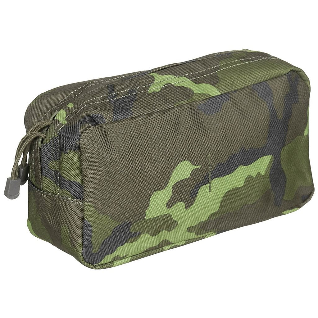 Funda multiusos MOLLE grande negra MAX-FUCHS vista frontal con correas MOLLE y cremallera